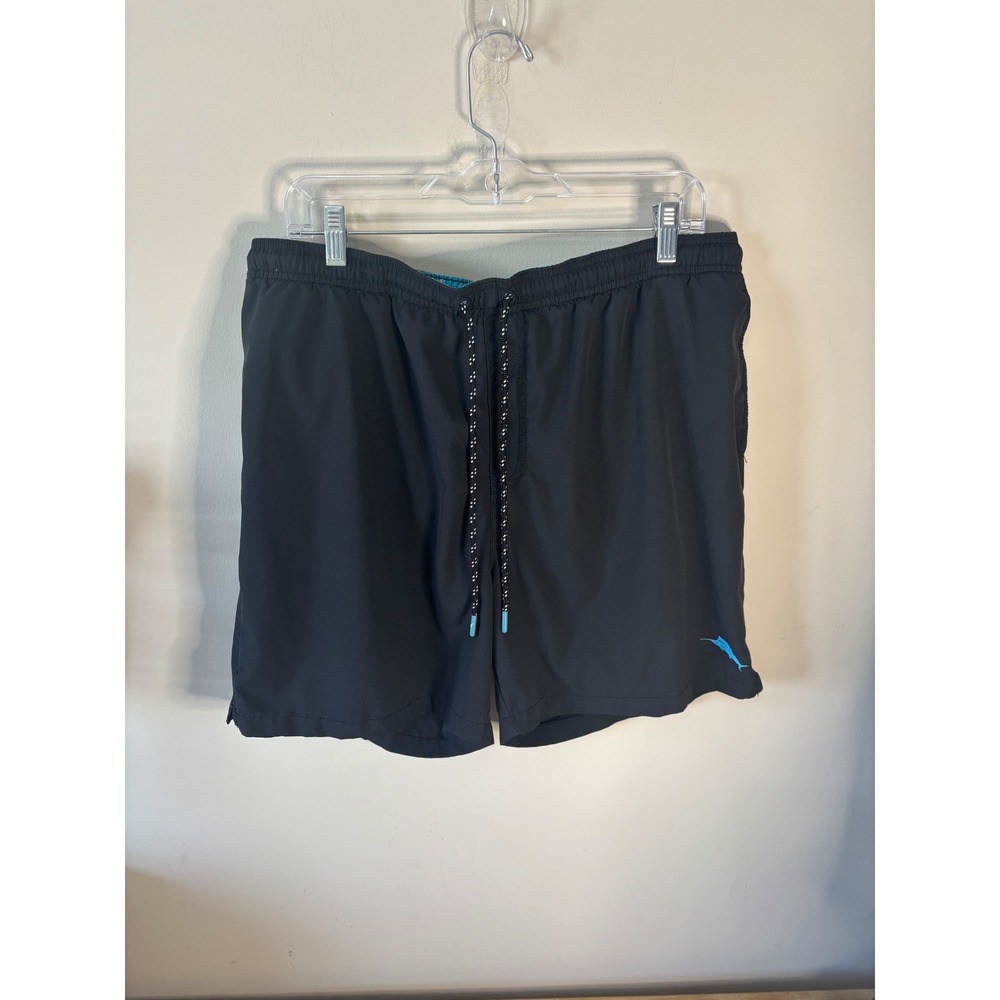 Tommy Bahama Mens Swim Trunks Black Marlin Logo Elastic Waist Drawstring XL TG